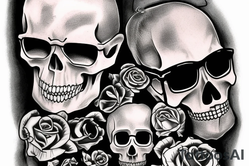 skull with glasses tattoo idea