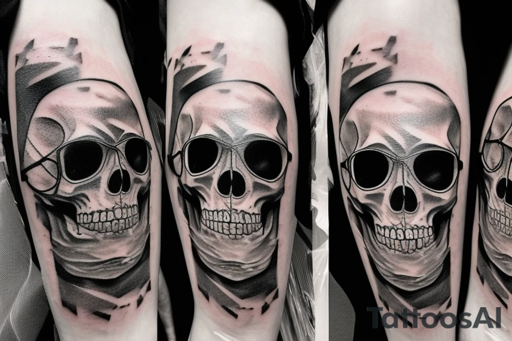 skull with glasses tattoo idea