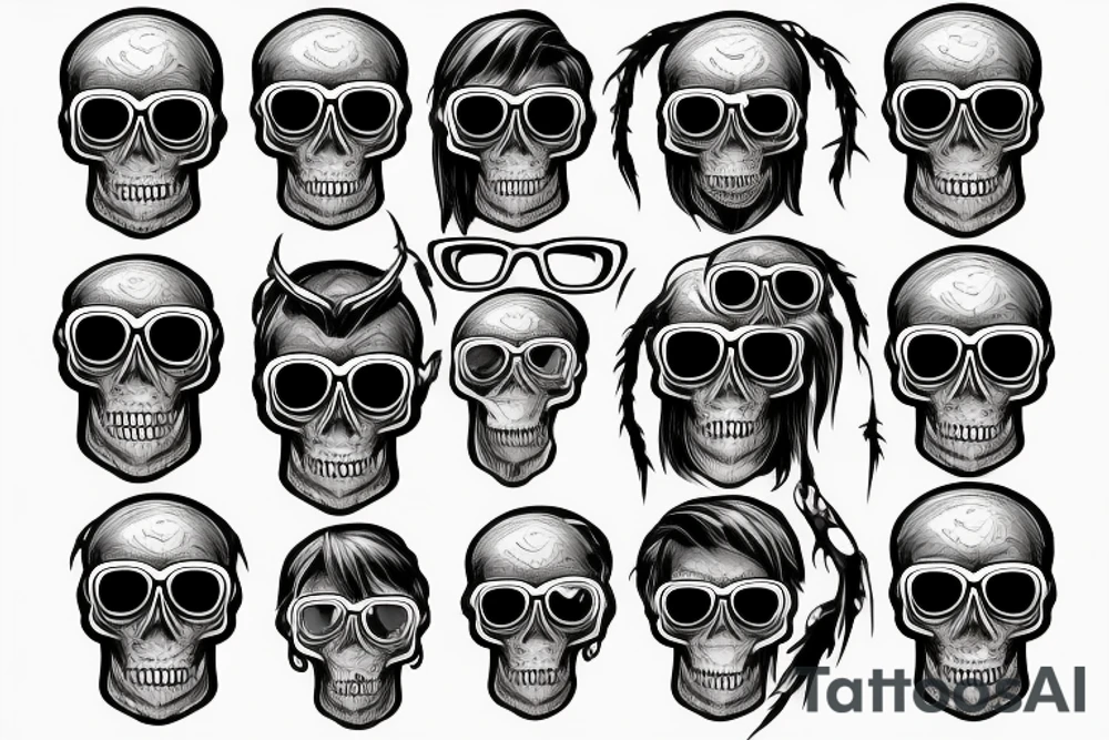skull with glasses tattoo idea
