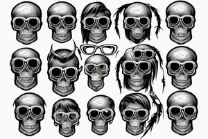 skull with glasses tattoo idea