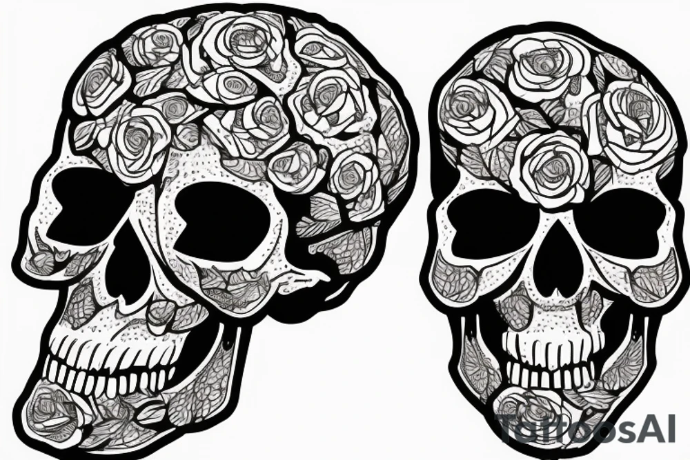 skull with puzzle brain tattoo idea