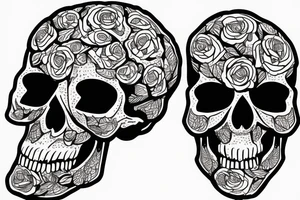 skull with puzzle brain tattoo idea