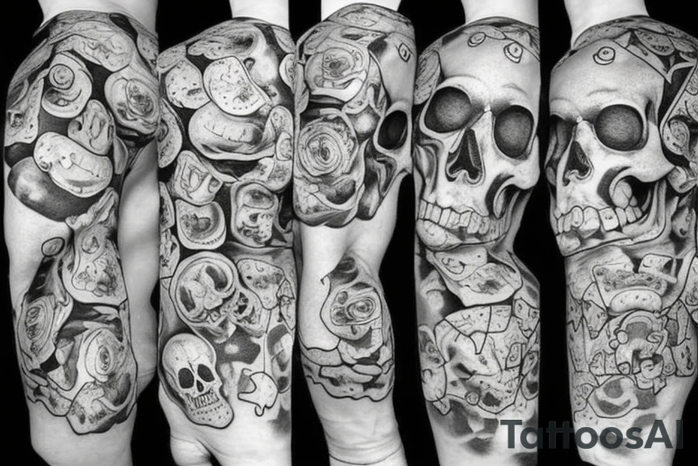 skull with puzzle brain tattoo idea