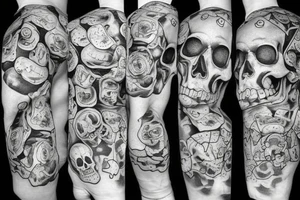 skull with puzzle brain tattoo idea