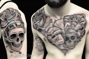 skull with puzzle brain tattoo idea
