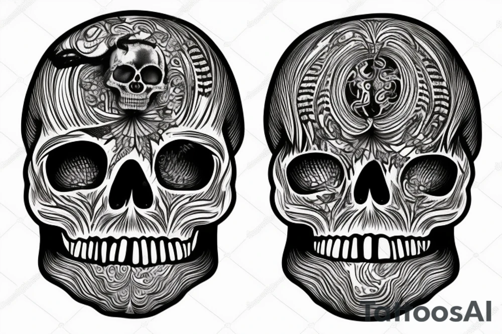 skull with brain tattoo idea