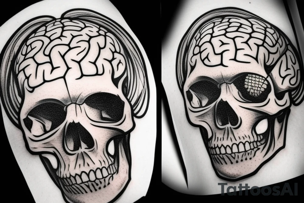 skull with brain tattoo idea