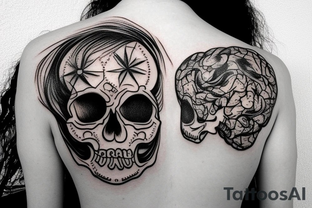 skull with brain tattoo idea