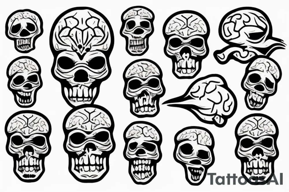 skull with brain tattoo idea