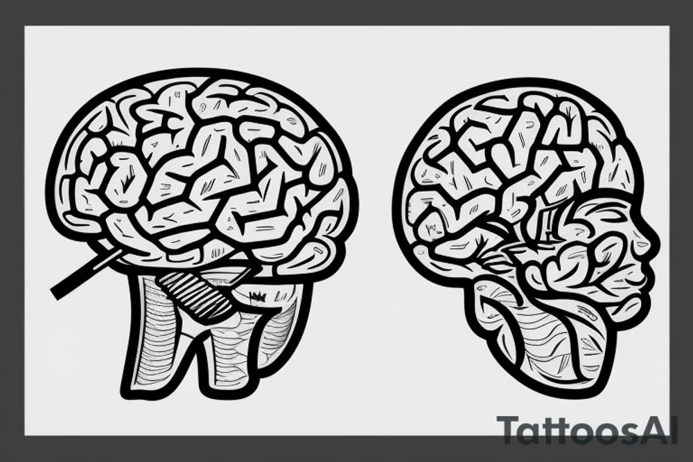 computer with brain tattoo idea
