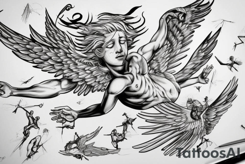 icarus (greek mythology) falling out of the sky tattoo idea