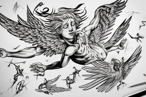 icarus (greek mythology) falling out of the sky tattoo idea