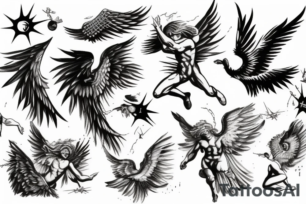 icarus (greek mythology) falling out of the sky tattoo idea