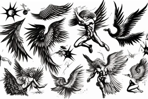icarus (greek mythology) falling out of the sky tattoo idea