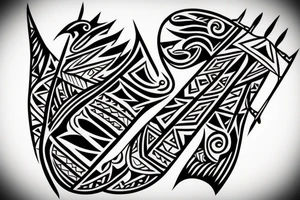 Tribal band tattoo with three layers. Layer one = polynesian shark teeth
Layer two = Mountains turning into waves
layer three = tribal spear heads tattoo idea