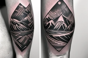 single forearm band tattoo

three layers. 
Layer one = polynesian shark teeth
Layer two = Mountains turning into waves
layer three = tribal spear heads tattoo idea