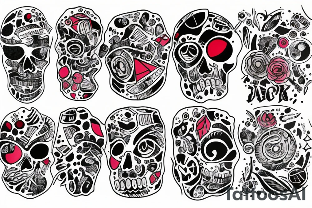 trash polka full sleeve tattoo tattoo idea