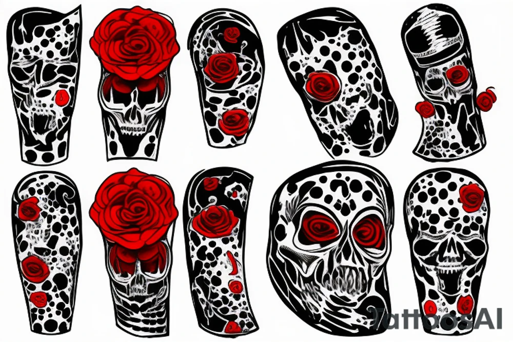 trash polka full sleeve tattoo
black and red tattoo idea