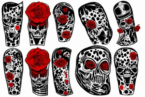 trash polka full sleeve tattoo
black and red tattoo idea