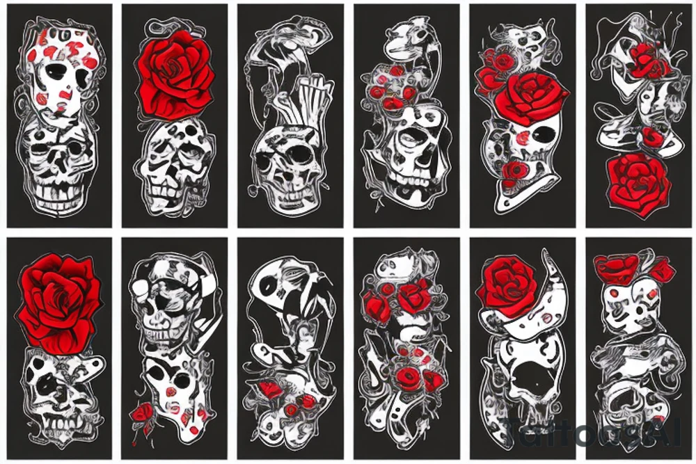 trash polka full sleeve tattoo
black and red tattoo idea