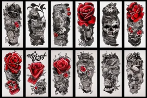 trash polka full sleeve tattoo
black and red tattoo idea