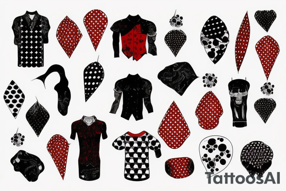 trash polka full sleeve and neck
black and red tattoo idea