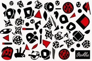 trash polka full sleeve and neck
black and red tattoo idea