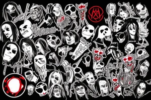 trash polka full sleeve + neck
black and red tattoo idea