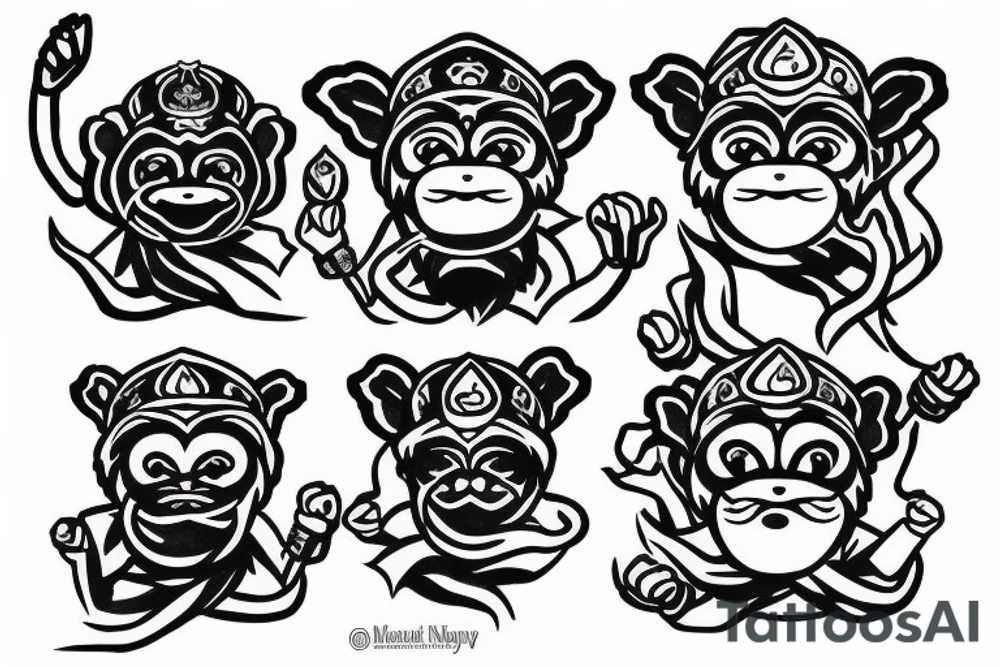 three wise monkeys  emojis tattoo idea