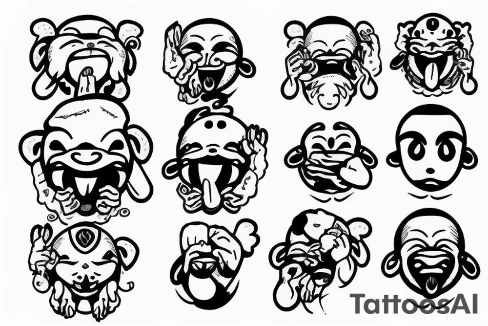 three wise monkeys  emojis tattoo idea
