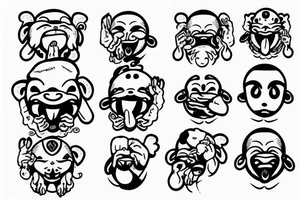 three wise monkeys  emojis tattoo idea