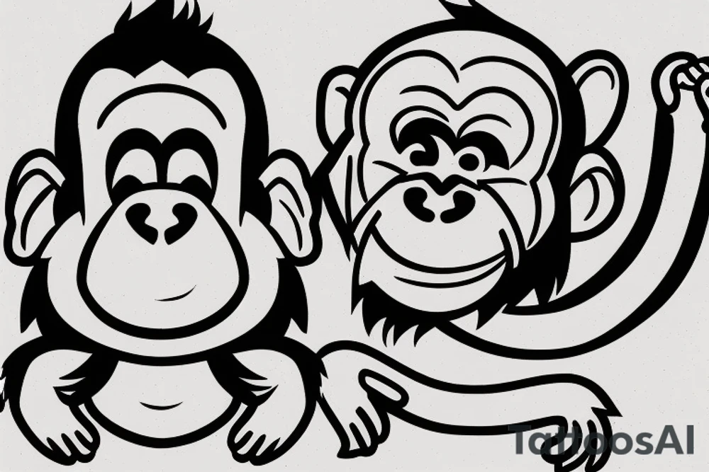 monkey emoji covering his eyes, monkey emoji covering his ears and monkey emoji covering his eyes tattoo idea