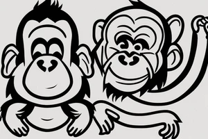 monkey emoji covering his eyes, monkey emoji covering his ears and monkey emoji covering his eyes tattoo idea