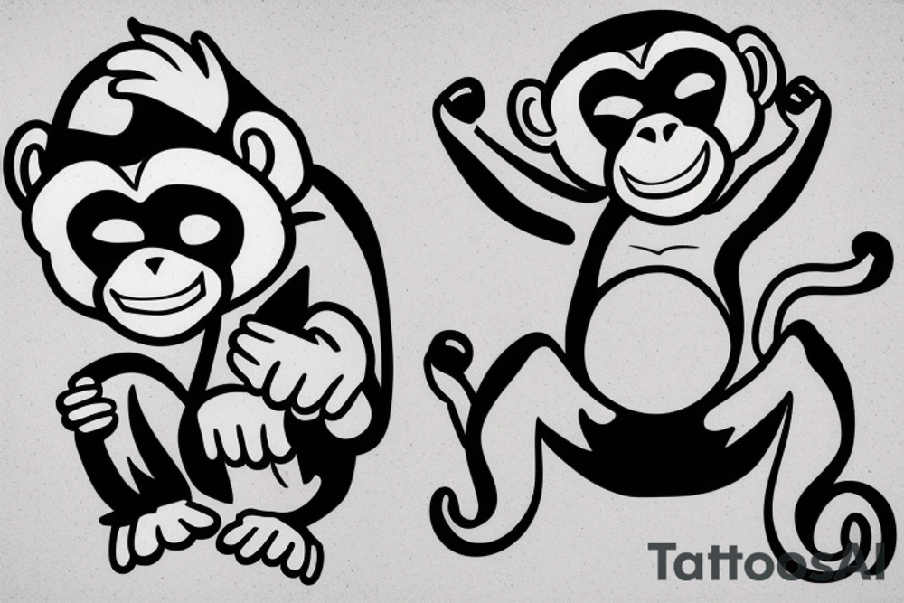 monkey emoji covering his eyes, monkey emoji covering his ears and monkey emoji covering his eyes tattoo idea