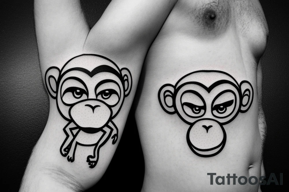 monkey emoji covering his eyes, monkey emoji covering his ears and monkey emoji covering his eyes tattoo idea