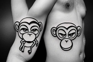 monkey emoji covering his eyes, monkey emoji covering his ears and monkey emoji covering his eyes tattoo idea