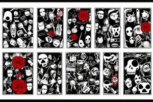 trash polka full sleeve + neck
black and red tattoo idea