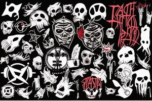 trash polka full sleeve with side neck
black and red tattoo idea
