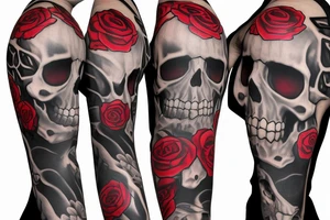 trash polka full sleeve with side neck
black and red
any skulls tattoo idea