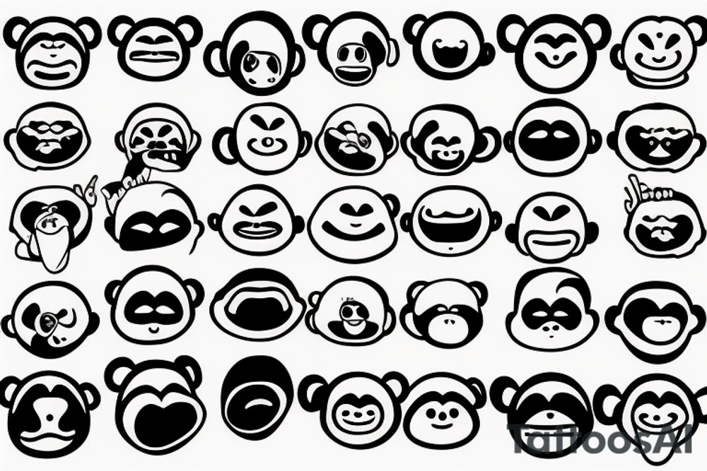 monkey emoji covering his eyes, monkey emoji covering his ears and monkey emoji covering his eyes tattoo idea