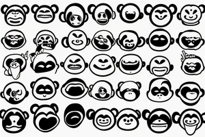 monkey emoji covering his eyes, monkey emoji covering his ears and monkey emoji covering his eyes tattoo idea