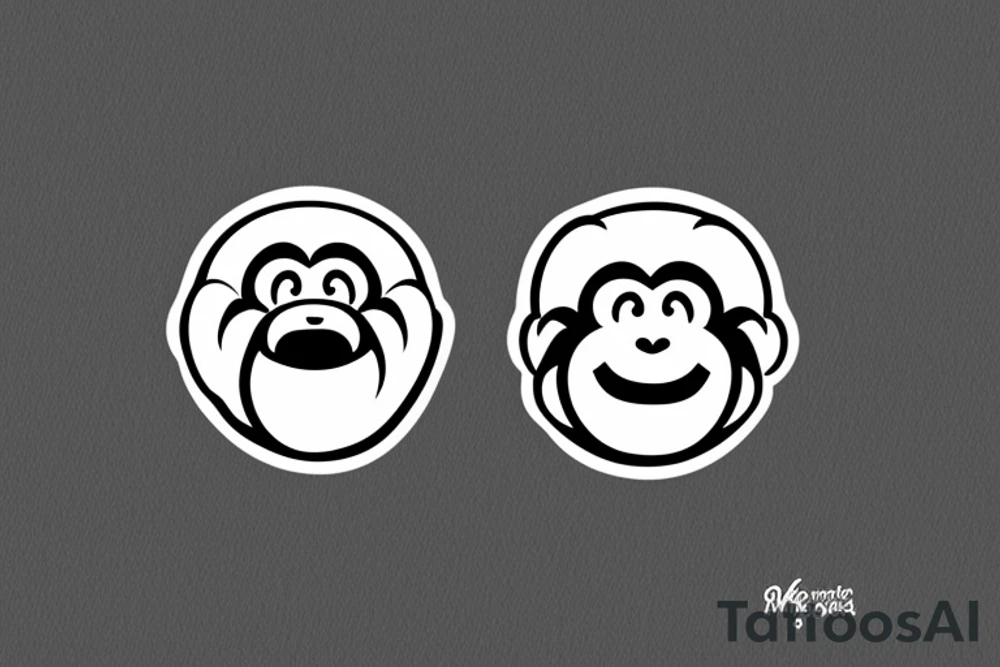 monkey emoji covering his eyes, monkey emoji covering his ears and monkey emoji covering his eyes tattoo idea