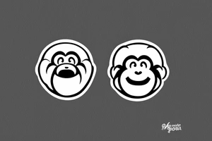 monkey emoji covering his eyes, monkey emoji covering his ears and monkey emoji covering his eyes tattoo idea