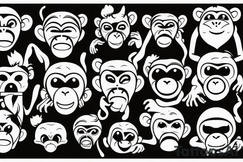 monkey emoji covering his eyes, tattoo idea