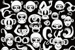 monkey emoji covering his eyes, tattoo idea
