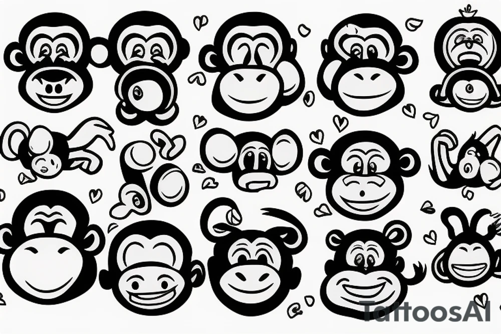 monkey emoji covering his eyes, tattoo idea