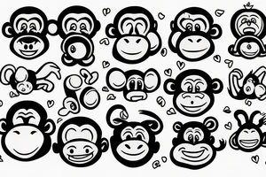 monkey emoji covering his eyes, tattoo idea