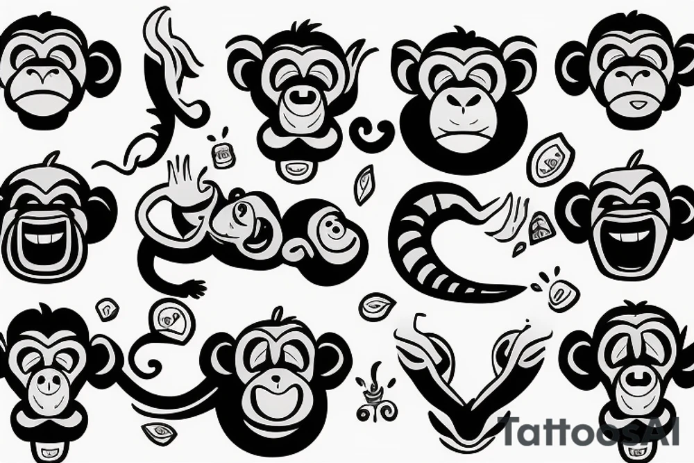 monkey emoji covering his eyes, tattoo idea
