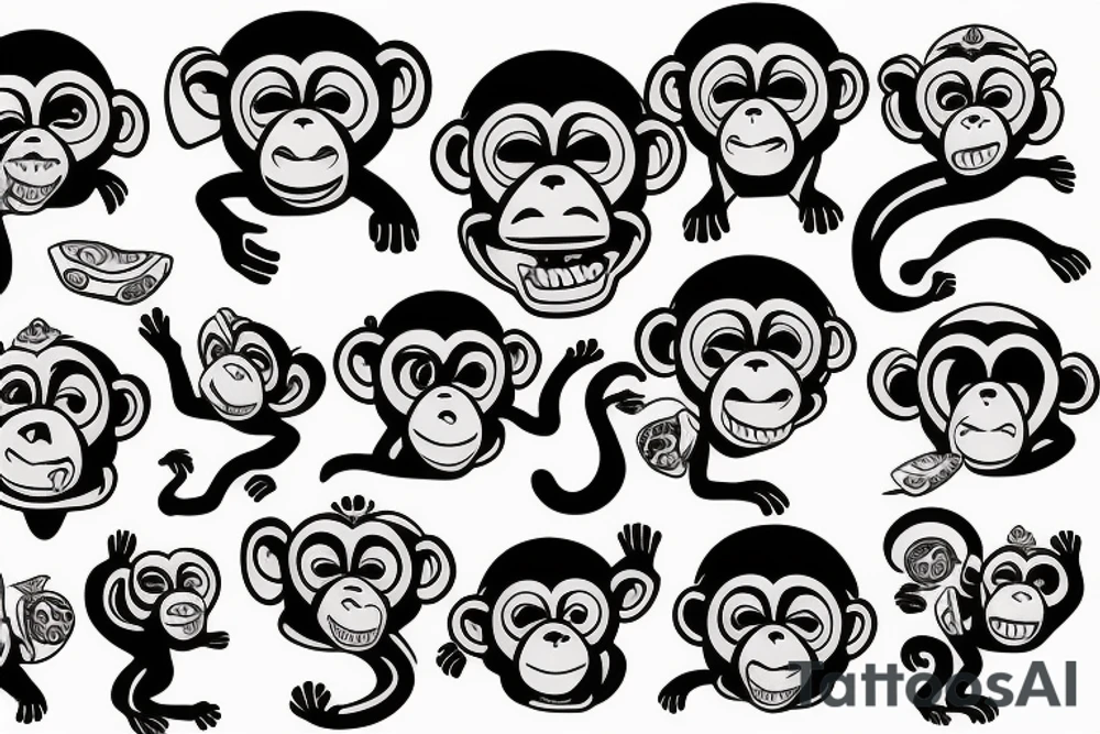 monkey emoji covering his eyes, tattoo idea