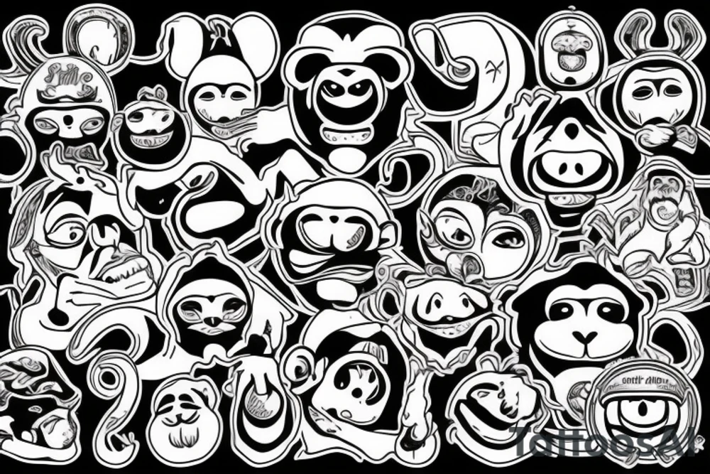monkey emoji covering his eyes, tattoo idea